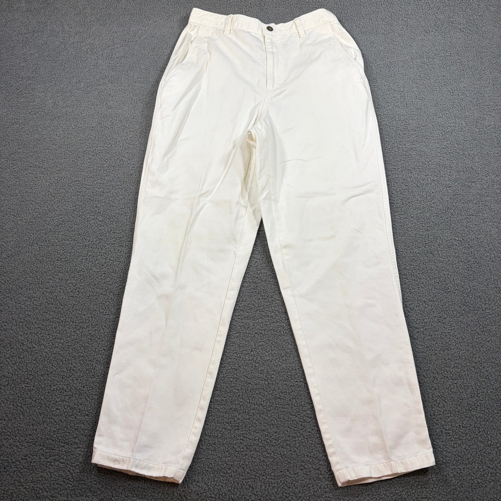 Liz Claiborne Pants Womens 12 White Lizwear Chino Tapered Leg High Rise Cotton